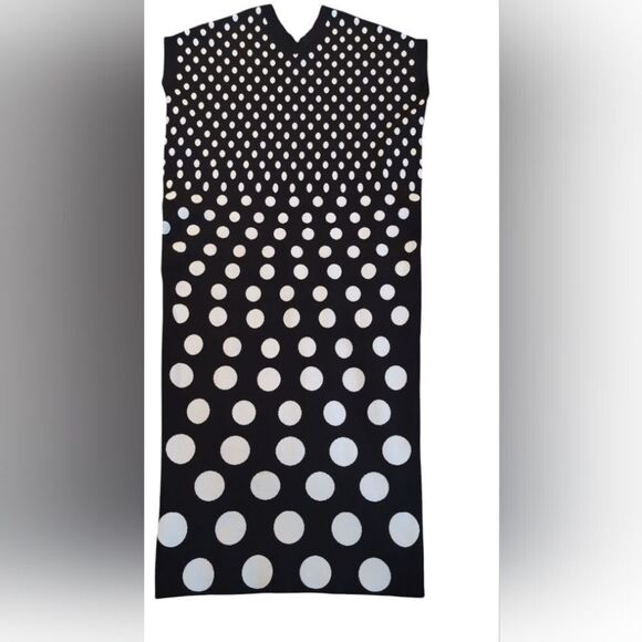 Leem Oversized Black and White Gradient Polka Dot Sweater Maxi Dress Size large - Picture 10 of 11